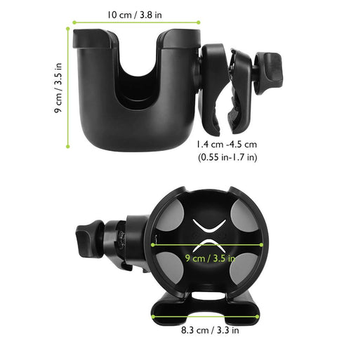 Accmor Stroller Cup Holder with Phone Holder, 2-in-1 Universal Cup Phone Holder for Uppababy, Nuna, Doona Strollers