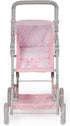 18" 3+ JC Toys - Berenguer Boutique | Fashionable Stroller with Canopy and Storage | Simple Folding |Pink Floral