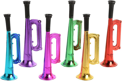 6Pcs Metallic Trumpet Toys - Kid Trumpet Instrument Plastic Blow Horn for Parties and Events - Random Color