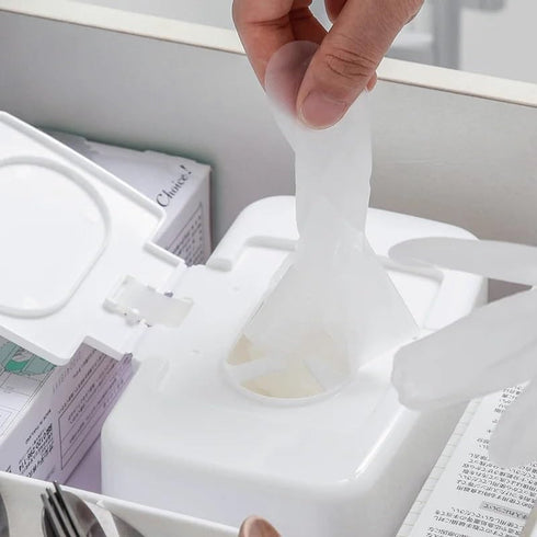 SylvanFactory Wet Tissue Box Wipes Dispenser Portable Cotton Swab Storage for Car Home Office Desktop Organizer Tissue