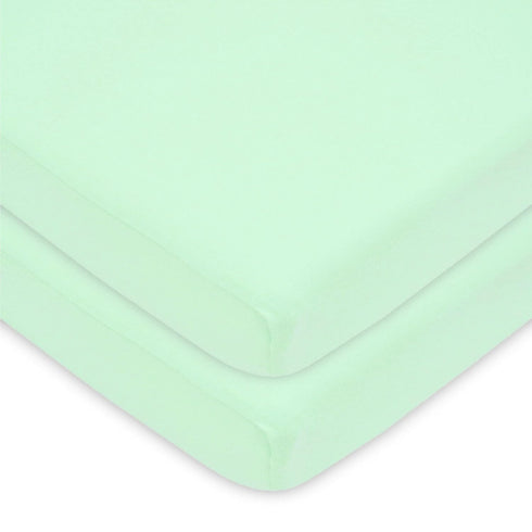American Baby Company 2 Pack 100% Natural Cotton Fitted Mini Crib Sheets 38" x 24" - Mint
