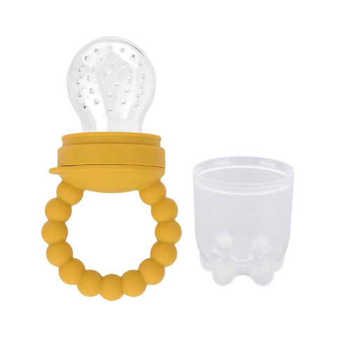 Baby Fruit Pacifier Feeder, Silicone Fruit Feeder for Teething Relief Toys (Dark Yellow)