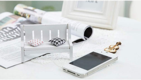 SEWACC Mini Dollhouse Garden Bench Miniature Doll Bench Couch Sofa with Cushions Micro Landscape Ornament Wooden Dollhouse Furniture for DIY Craft Home Decor Photo Booth Props