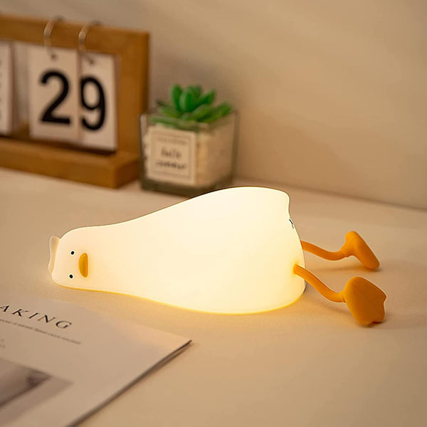 HAPPYBAG LED Lying Flat Duck Night Light, 3 Level Dimmable Nursery Nightlight,Cute