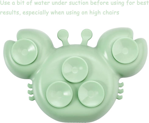 PandaEar 2 Pack Silicone Suction Plate for Baby, Unbreakable Toddler Food Plate with 2 Spoons, Crab Shape - Blue & Green