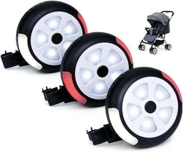 LED Stroller Lights (3-Pack) with Stroller Hooks/Clips Battery Operated, 5 Modes, Stroller