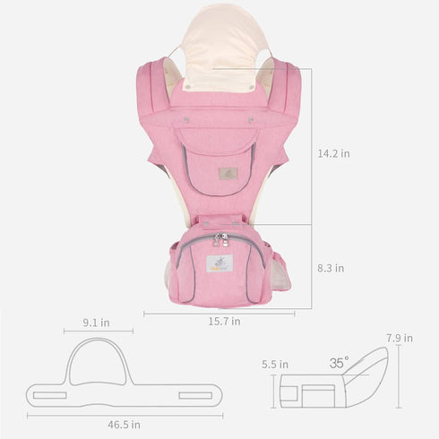 3-36 Baby Hip Seat Carrier - Ergonomic Infant Waist Stool with Hip Seat - Kangaroo Bag Front and Back Holder Months