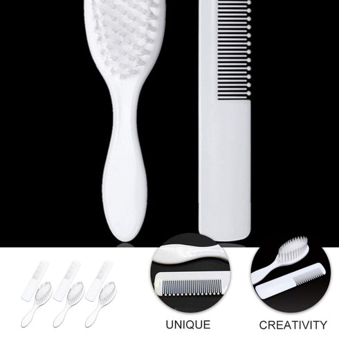 Set 3pcs Set Hair Brush Comb for Newborns and Infants, Soft Bristle Scalp Massager and Detangle Comb, Gentle Grooming