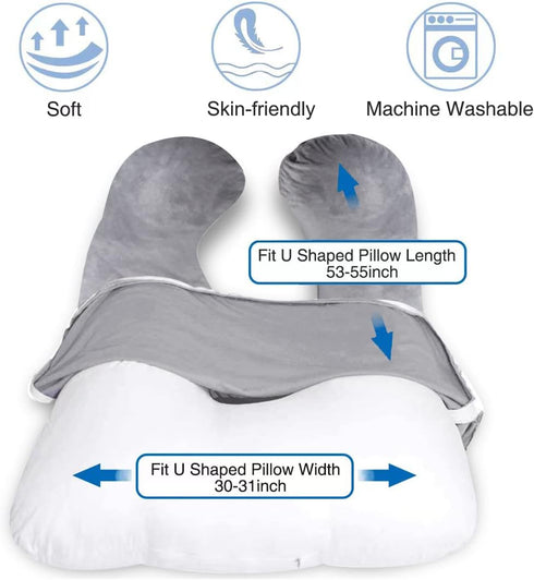 55"x 31" MOON PINE Pregnancy Pillow Cover, U Shaped Body Pillow Cover Only, Velvet Replacement Pillow Case, Fit