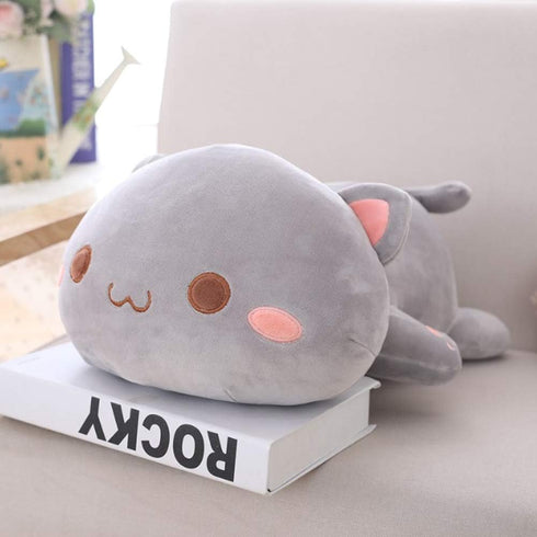 Jensquaify 13.7") Cat Stuffed Animals, Soft Cat Plush Pillow Kawaii Kitten Stuffed Animal Toy Gifts for Kids (Grey