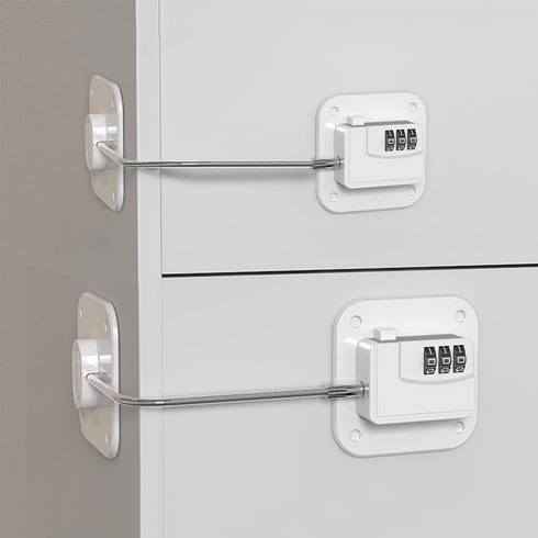 Refrigerator Lock (2 Pack), Heavy Duty Combination Fridge Lock for Cabinets, Windows, Drawers, Child Safety