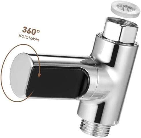Lcarege 5~85C 360 Digital Shower Thermometer Digital Thermometer, with Rotating LED Water Meter Shower Water