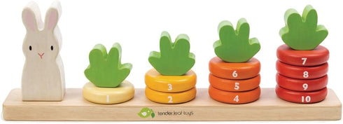 Tender Leaf Toys - Counting Carrots - Wooden Ring Stacker - Educational