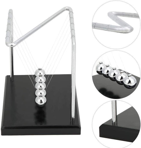 Z-Shape Newton's Cradle Balance Ball, Classic Wood Base, Metal Pendulum Balls Physics Science Ornament