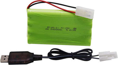 Blomiky 1 Pack 9.6V 2000mAH NiMH Rechargeable AA Battery Packs with Tamiya Connector for RC Car Truck Tank