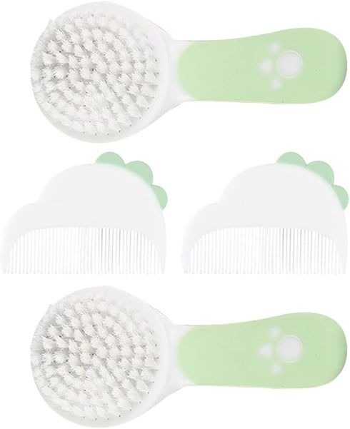 HAKIDZEL Set 2-Piece Hair Brush and Comb Soft Bristles Grooming Kit for Newborns and Toddlers for Cap Care and Registry