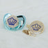 Set Handmade Bling Baby Gold Blue Crown Pacifier and Clip Unique Gift for Baby Shower