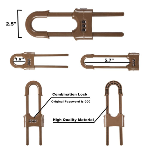 4 PACK Child Proof Sliding Cabinet Door Code Locks, Adjustable U Shaped Baby Safety Latches for Knob Handle Drawers