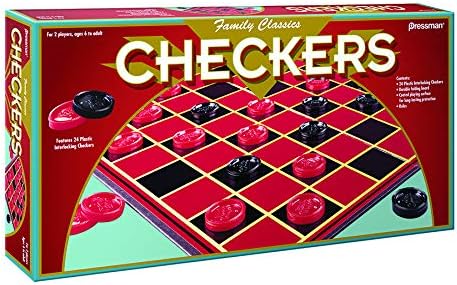 Family Classics Checkers by Pressman -- With Folding Board and Interlocking Checkers