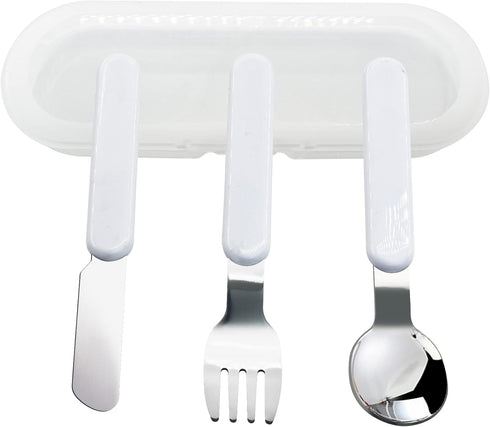 VANRA 3-Piece Children Utensils Set, Knife Spoon Fork, 18/10 Stainless Steel Flatware with Case for Lunch Box