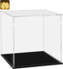 LANSCOERY Acrylic Display Case, Small Showcase Box for Collectibles, Dustproof Design, Black Base, 4x4x4inch