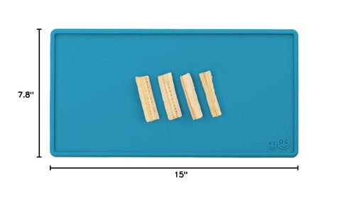 6 100% ezpz Tiny Placemat (Blue) - Months+ - Non-Slip, Silicone Placemat for Infants and Toddlers - Fits on Most