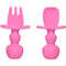 Silikong Silicone Utensils, Baby Fork and Spoon Set for Training, Ages 6 Months (Pink)