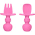 Silikong Silicone Utensils, Baby Fork and Spoon Set for Training, Ages 6 Months (Pink)