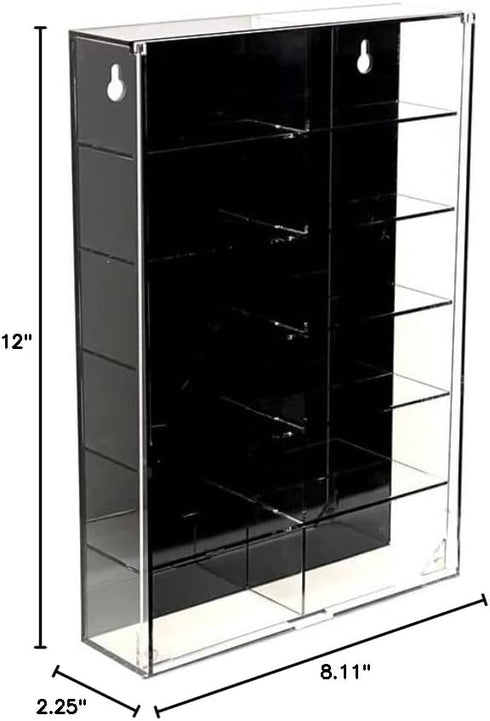 MJ08012BK Showcase Wall Mount for 1:64 Cars, Holds 12 Cars, Dimensions 8.11" x 2.25" x 12"