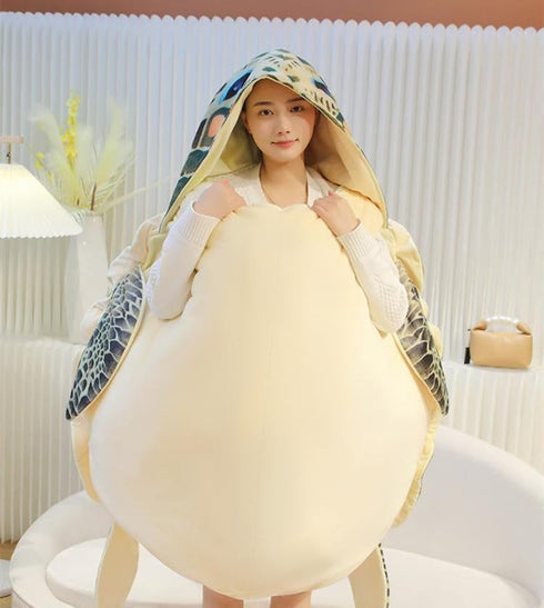 CARTBAE Turtle Shell Stuffed Animal - Soft and Comfortable Tortoise Plush Pillow, Creative Turtle Costume Plush Toy