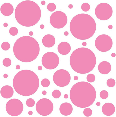 Set of 100 Pink Vinyl Wall Decals - Assorted Polka Dots Stickers for Nursery, Kids Room, Bathroom Decor