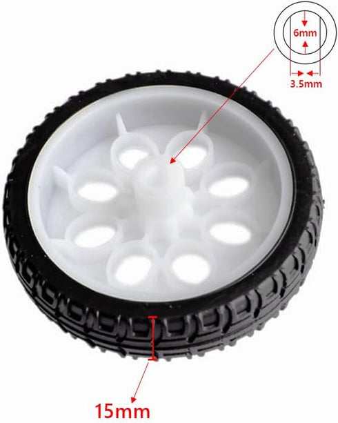 4pcs 65mm Rubber RC Wheel Tires, Toy Car Wheels for DIY Model Robots, White and Black Accessories
