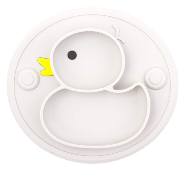 Baby Plate Silicone Toddler Plates Suction Placemat Divided Dishes for Kids, BPA Free, Microwave Dishwasher Safe (Grey)