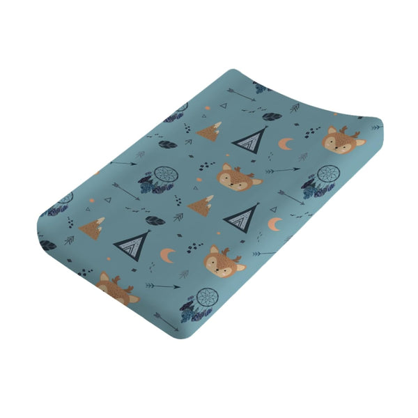 Woodland Camping Animals Changing Pad Covers, Cute Deer Trees Arrows, Soft Stretchy Sheets for Boys Girls 32''x16''