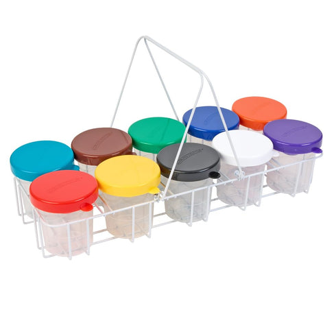 Colorations No-Mess, Air-Tight Paint Cups for Kids, Set of 10, Essential Painting Supply for Homeschool Use