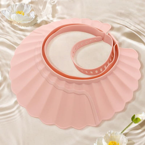 Baby Shower Cap Shield, Pink Bathing Cap, Soft Adjustable Visor Hat for Eye and Ear Protection