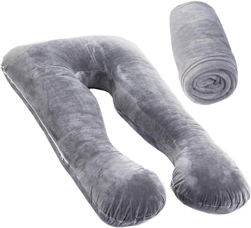 MOON PINE Pregnancy Pillow Cover, U Shaped Body Pillow Cover Only, Velvet