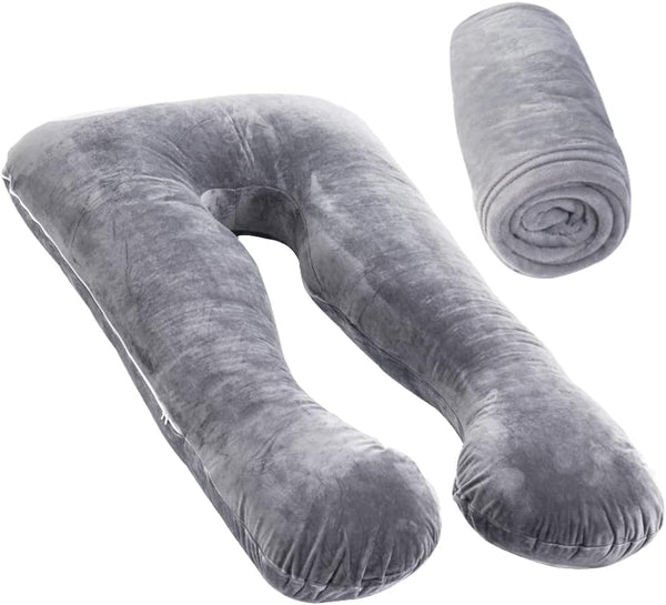 MOON PINE Pregnancy Pillow Cover, U Shaped Body Pillow Cover Only, Velvet