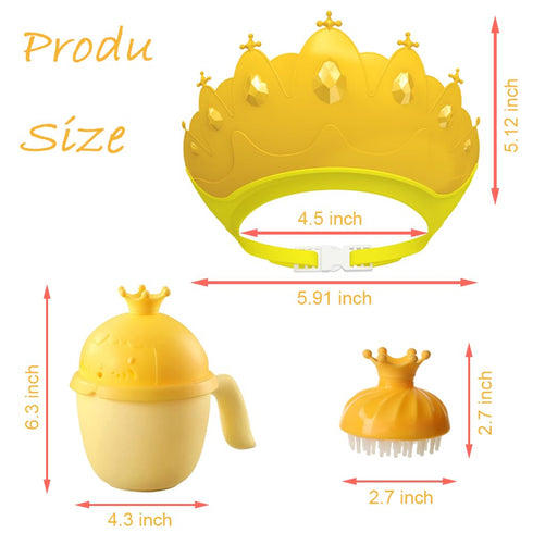 Thcbme set 0-9 Baby Shower Cap Shield, Baby bath shower cap/water cup/massage brush,Visor Hat for Eye and Ear