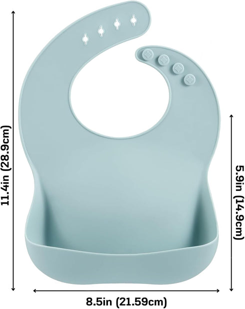 PandaEar Silicone Baby Bibs Set of 3 for Babies & Toddlers, BPA Free Waterproof Adjustable Feeding Bib with Large Pocket Food Catcher