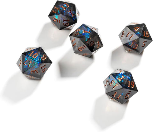 Yiotfandoll 5PCS D20 22mm 20 Polyhedral Dice Dice Resin Sided Dice Game Dice for RPG MTG DND Dice Table Games (Black