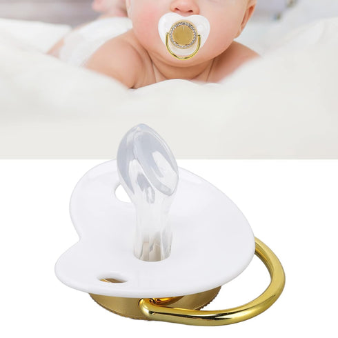 Set Baby Pacifier, Stylish DIY Photo Decoration Infant Bling Pacifier Clip for Newborn (White M)