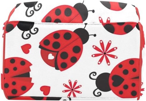 NZOOHY Backpack Mommy DayPack Red Hearts Ladybird Personalized Diaper Bag with Name,Custom Bag Nursing Baby Bags Travel