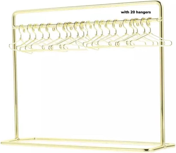 Eledoll 1:6 Dollhouse Furniture Clothes Hanger - Golden Metal Stand Wardrobe with 20 Hangers for 12" Dolls