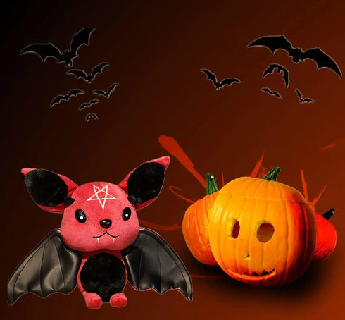 Bat Plush Stuffed Animal Toys, 11.8 Inch Halloween Black Bat Decor, Soft Hugging Plush Doll Toy Gifts for Kids