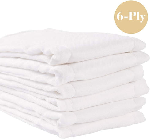 100% 6 (10-35 lbs)(6ply 6 Count 01) Fasoar Cotton Prefold Cloth Diapers - Unbleached Premium Cotton, Ply Baby Washable