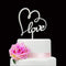 Mr & Mrs Wedding Cake Topper, Glitter Silver Heart with Love for Wedding, Engagement, and Anniversary Parties