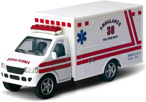 KiNSMART Rescue Team Ambulance, 5" Die Cast Metal Cabin with Pullback Action