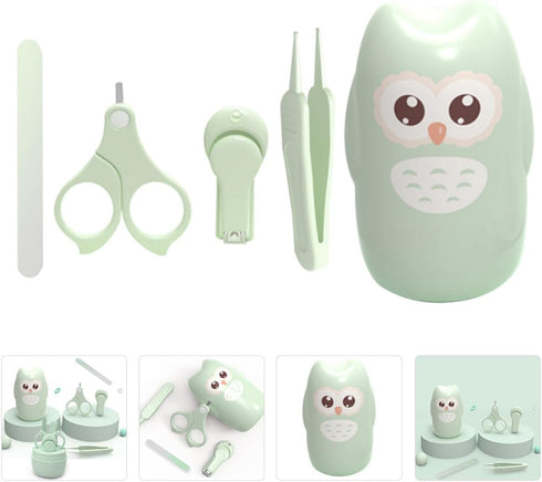 Set Trimmer Mikinona Nail Clippers and Tweezers for Infants, Mint Green Safety Manicure Kit with Anti-Cut Design, Nail