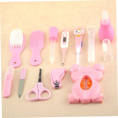 Jualyue Set 13 PCS/Set, Baby Healthcare and Grooming Kit Baby Nasal Aspirator Nail Clipper Hairbrush Newborn Daily
